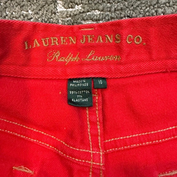 Lauren Jeans Co Ralph Lauren Red Straight Leg Cropped Jeans Women's Size 10 - Picture 6 of 6